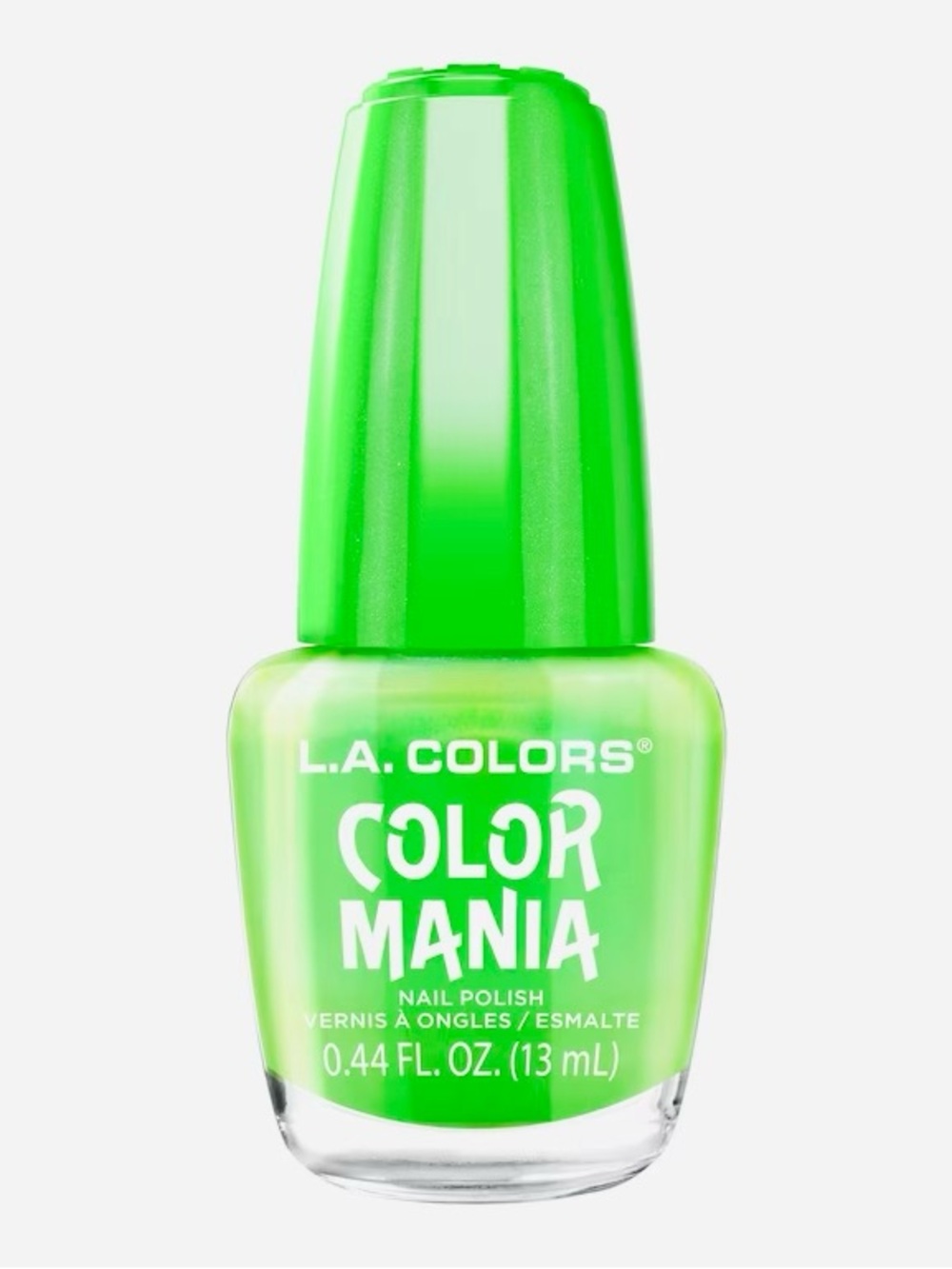 L.A. COLORS Color Mania Nail Polish, Fanatic, 0.44 fl oz New Neon Green Shimmer